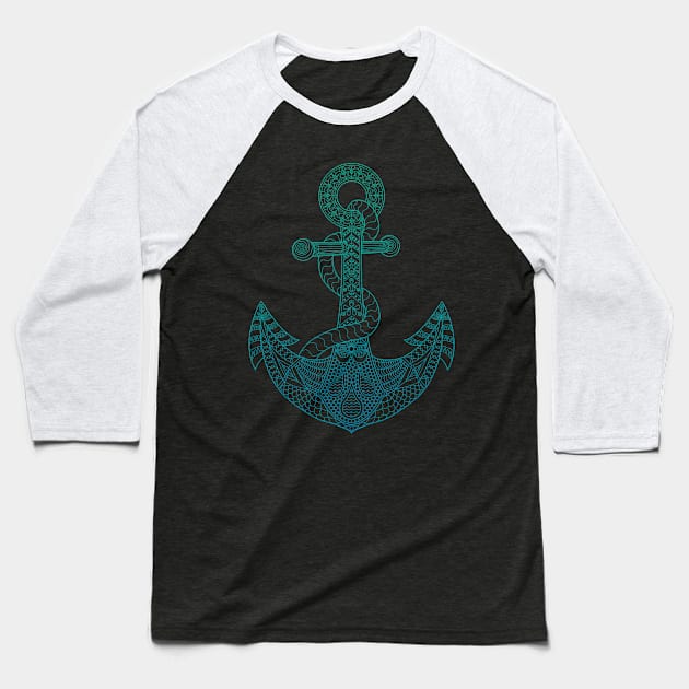 Anchor - Sea Blue Ombre Baseball T-Shirt by theMeticulousWhim